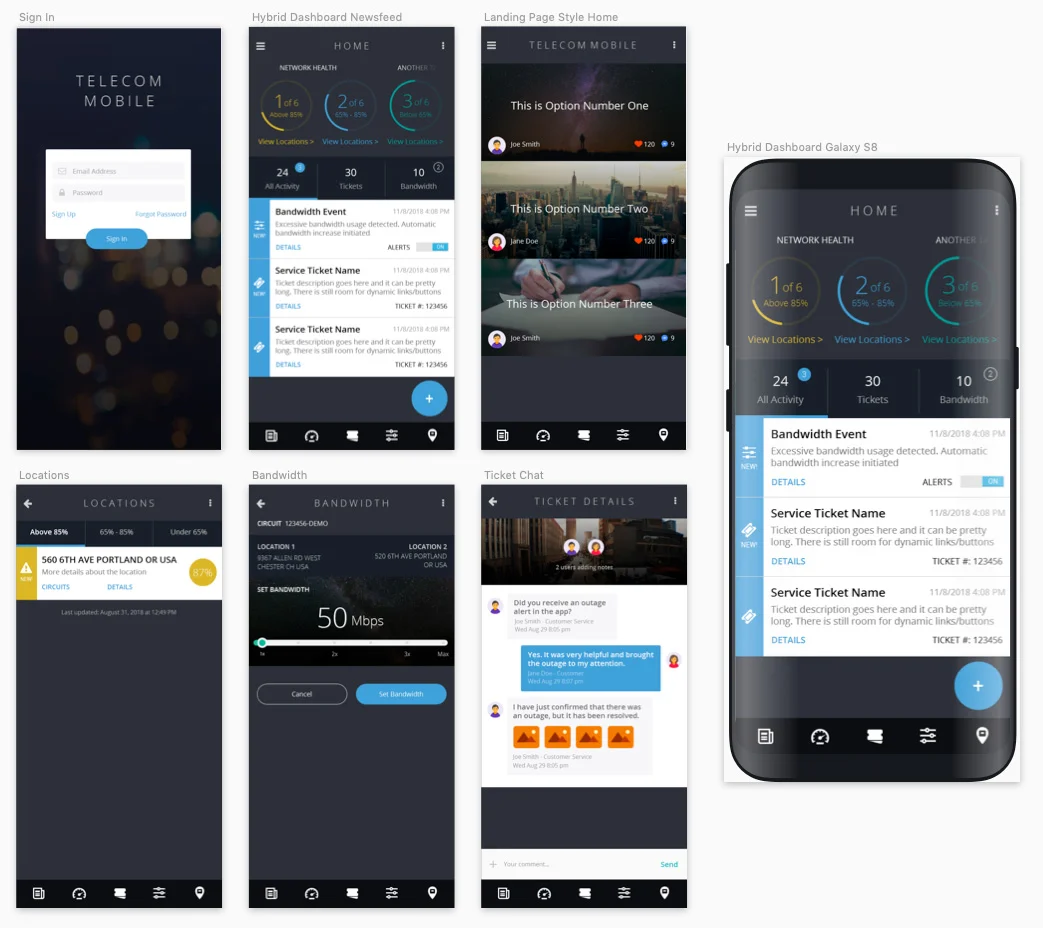 Telecom Mobile hybrid app design