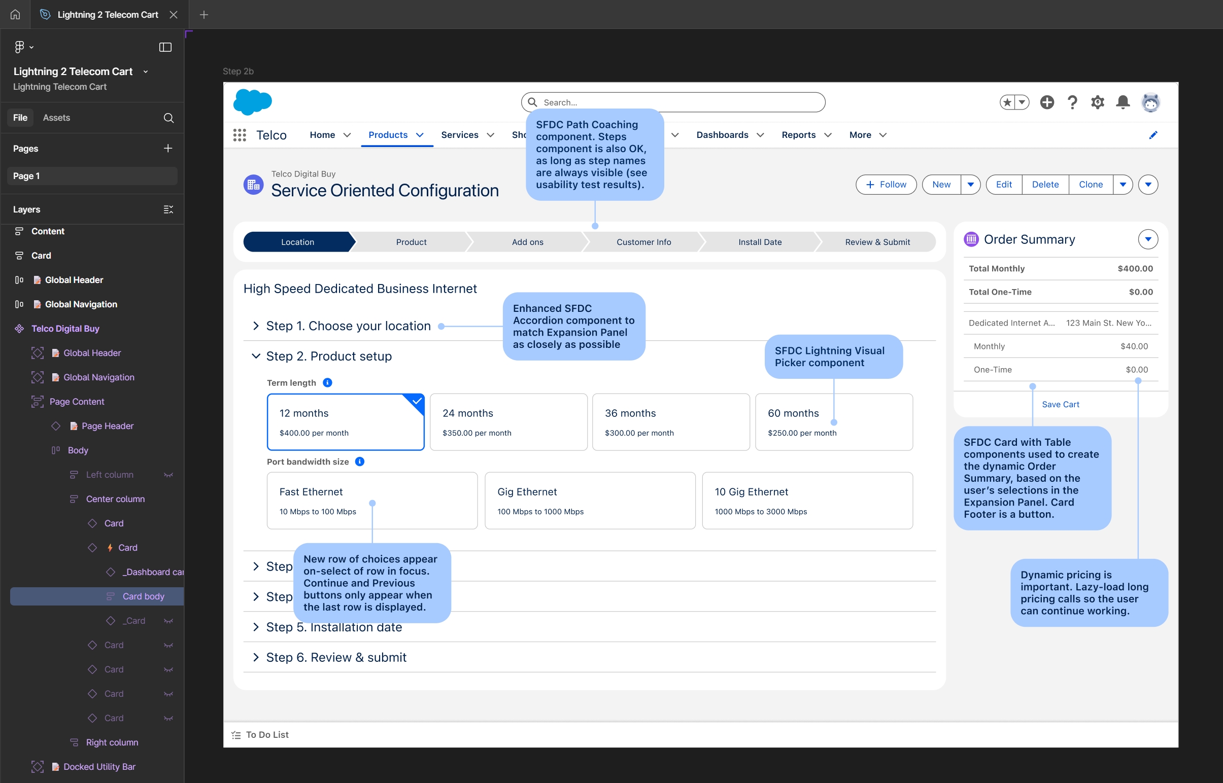 Handing over DIA mockups to development in Figma