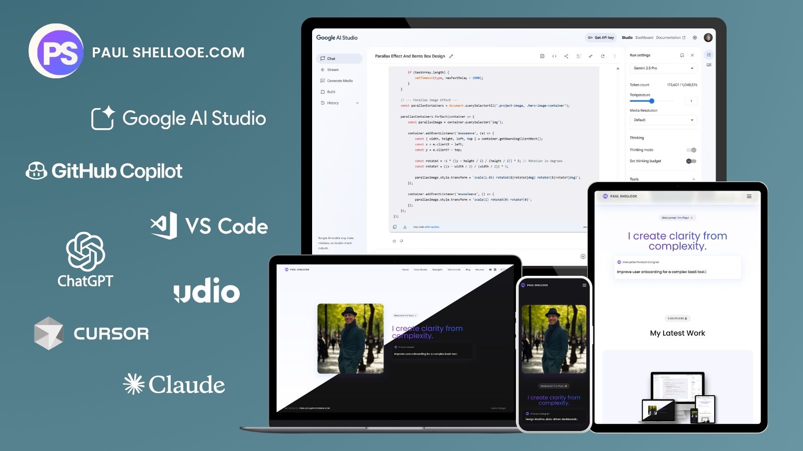 A vibe-coded portfolio website as a testbed for pushing AI tool experience beyond theory and into a real, working project.