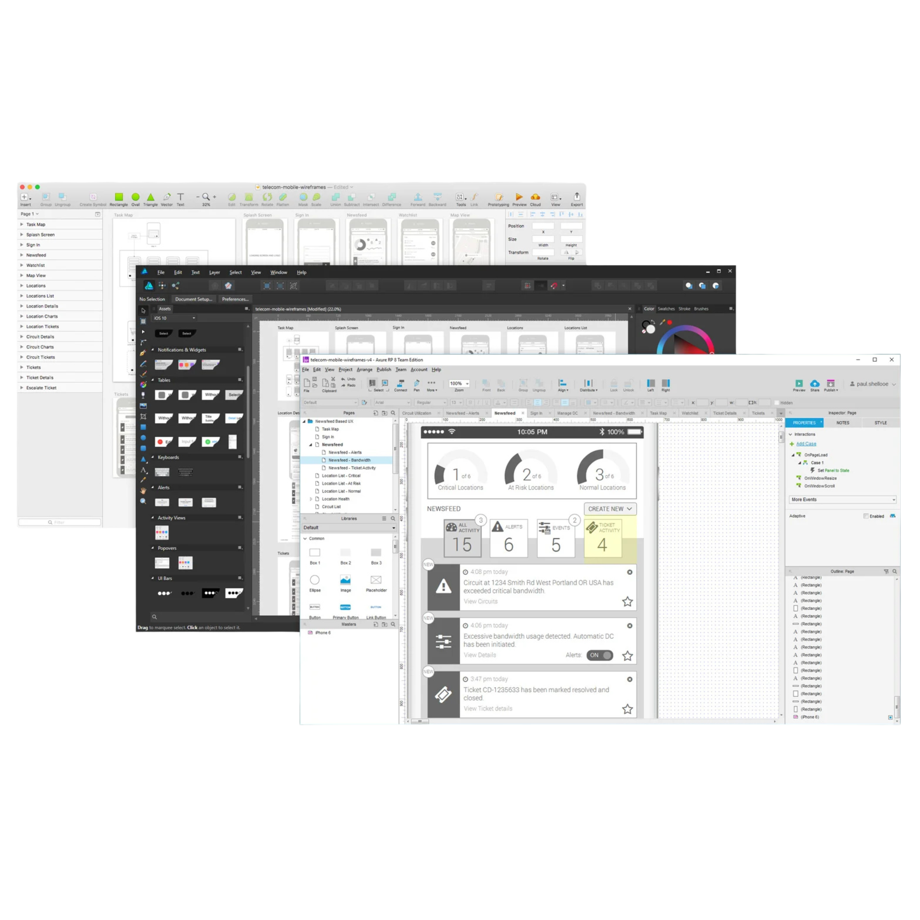Telecom Mobile wireframes